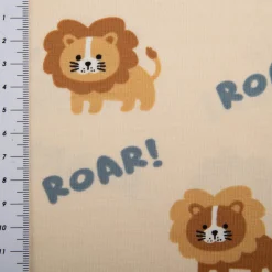 Jersey Stoff Baumwolljersey Löwen ROAR! ecru 1,48 m Breite