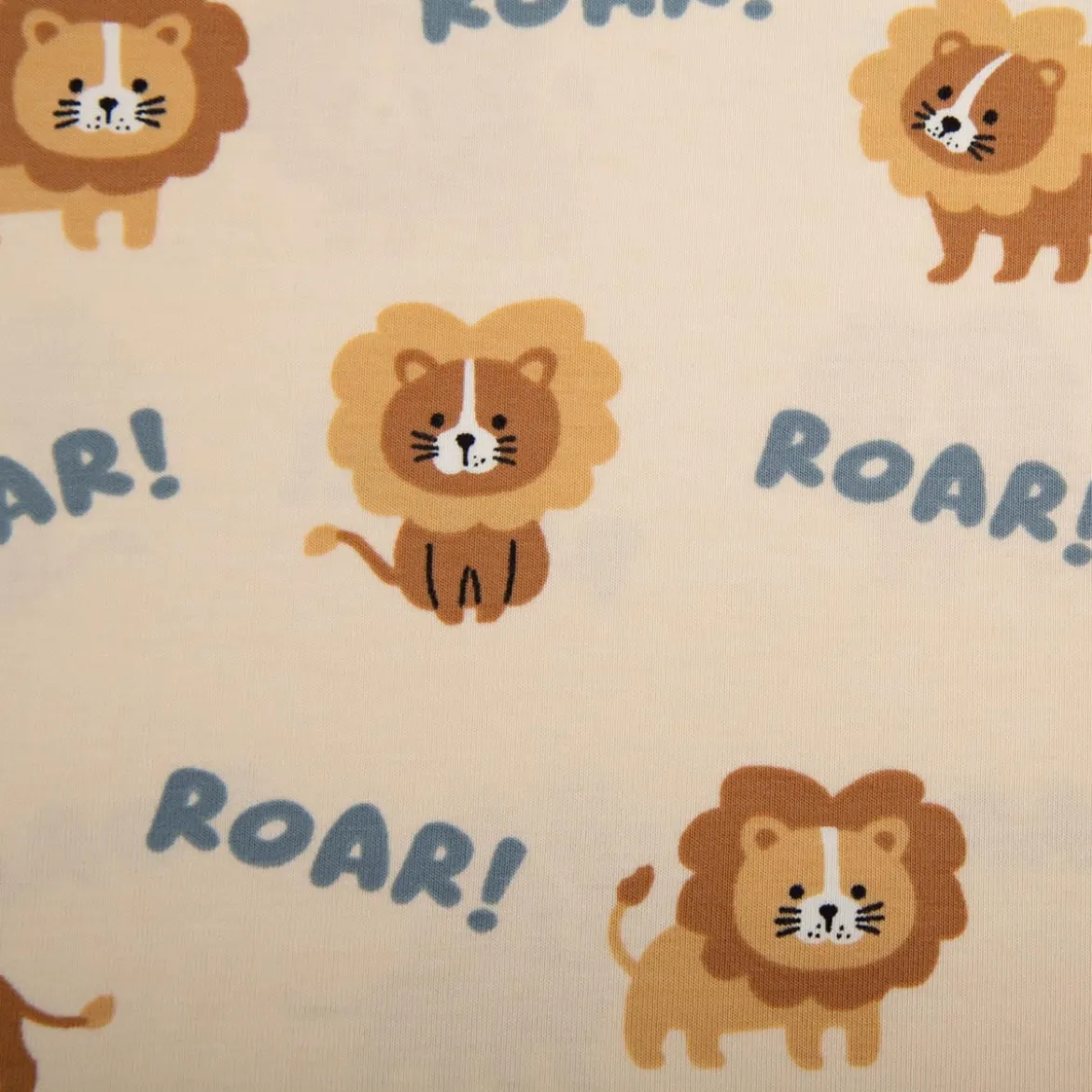 Jersey Stoff Baumwolljersey Löwen ROAR! ecru 1,48 m Breite