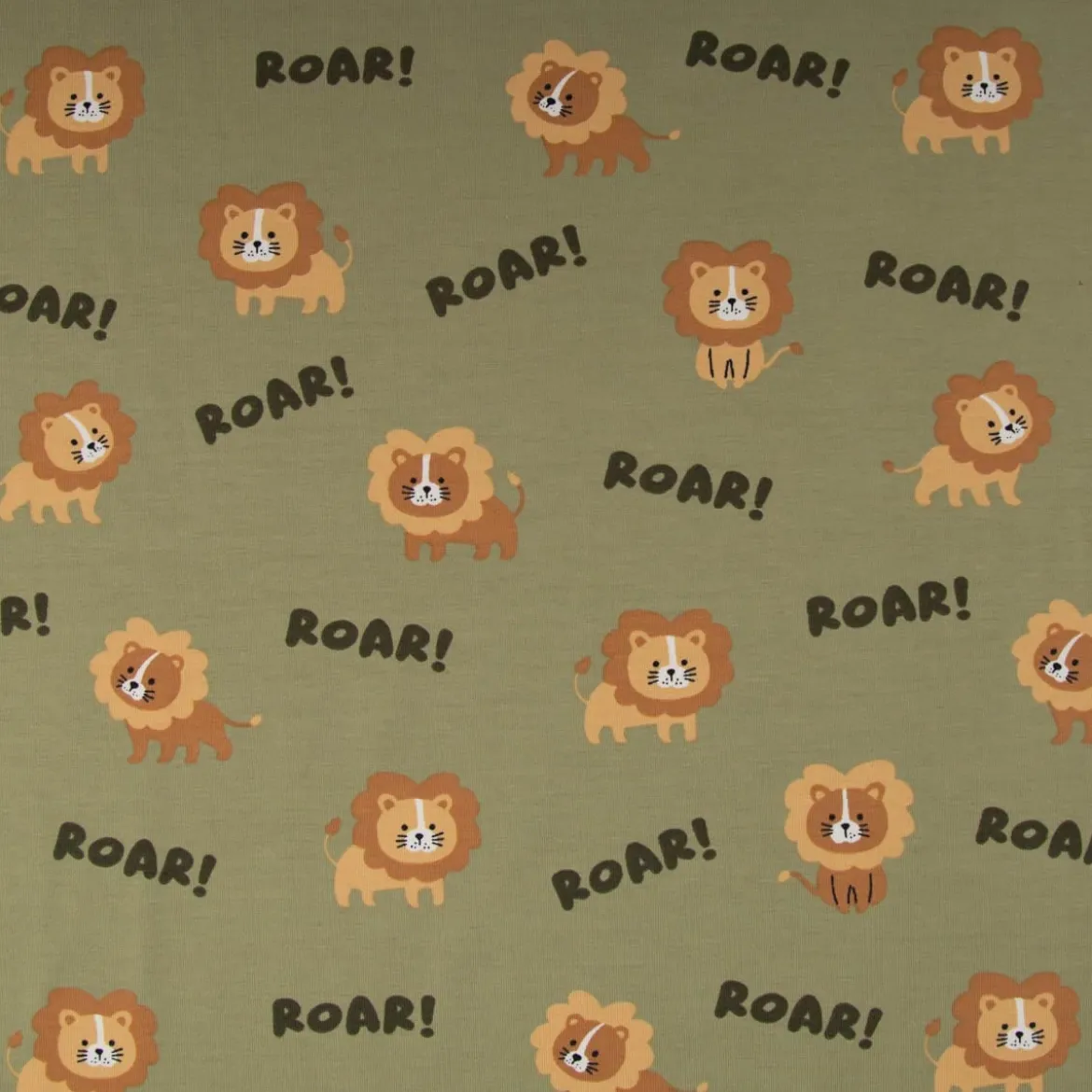 Jersey Stoff Baumwolljersey Löwen ROAR! grün 1,48 m Breite
