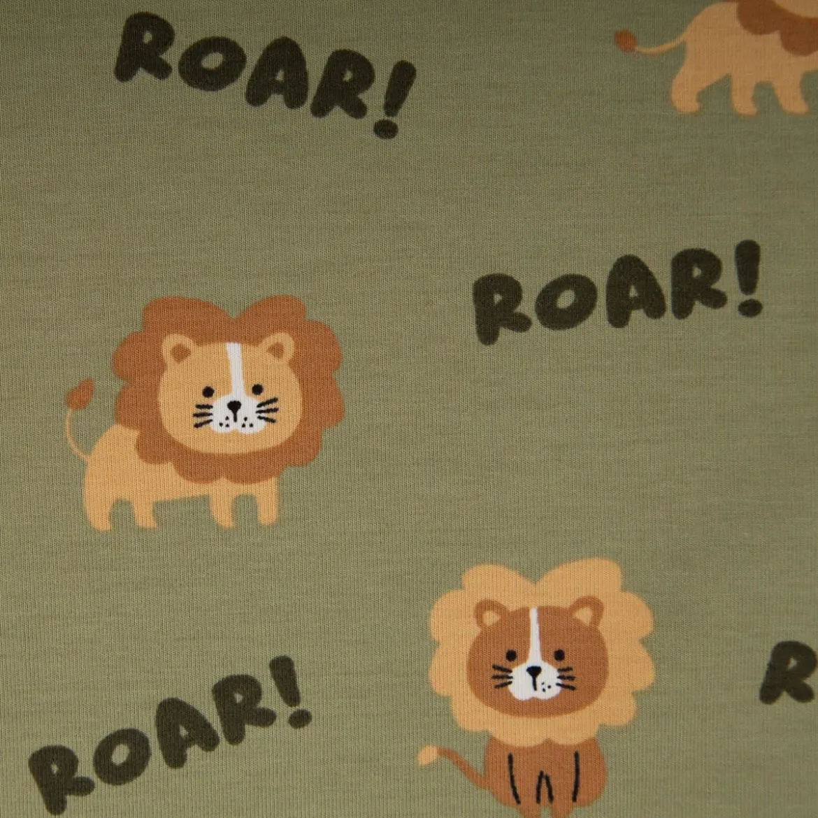 Jersey Stoff Baumwolljersey Löwen ROAR! grün 1,48 m Breite