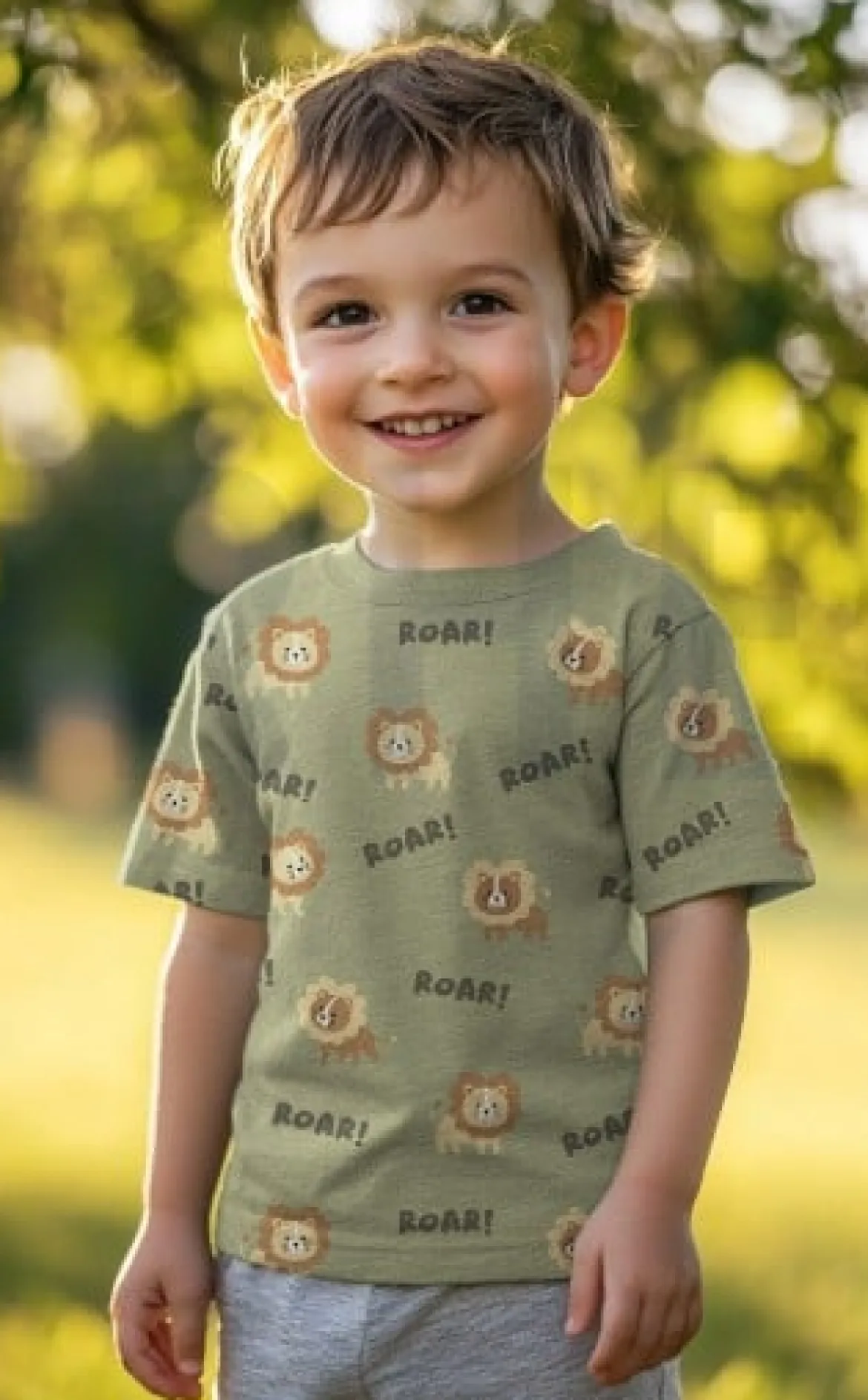 Jersey Stoff Baumwolljersey Löwen ROAR! grün 1,48 m Breite