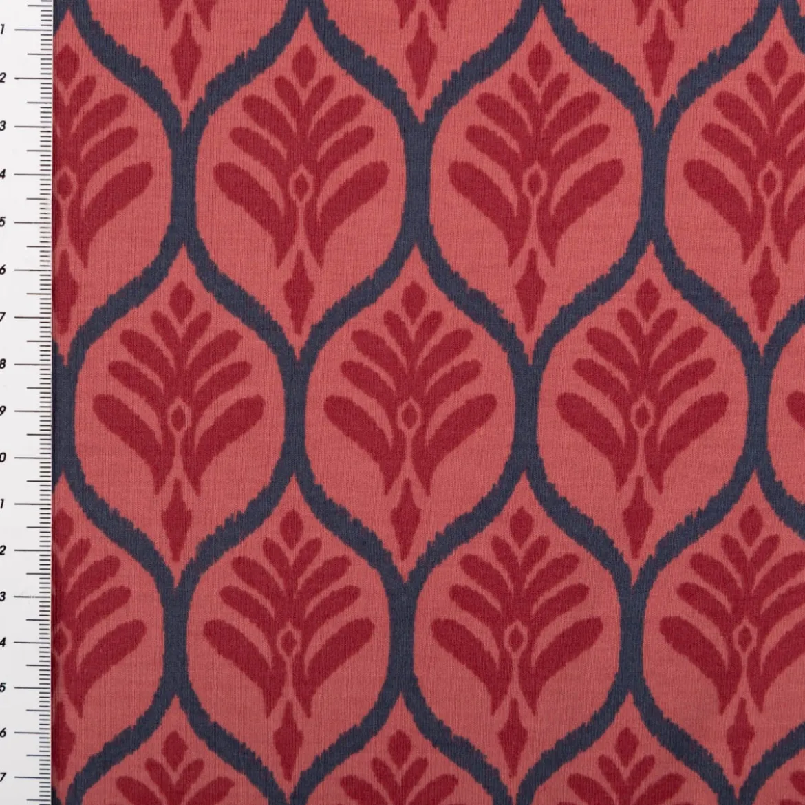 Jersey Stoff Baumwolljersey Ornamente rot 1,48 m Breite