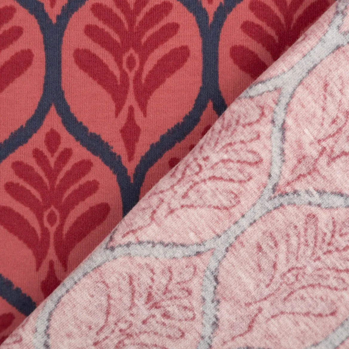 Jersey Stoff Baumwolljersey Ornamente rot 1,48 m Breite