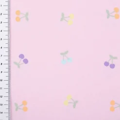 Jersey Stoff Baumwolljersey Kirschen rosa pastell 1,45m Breite