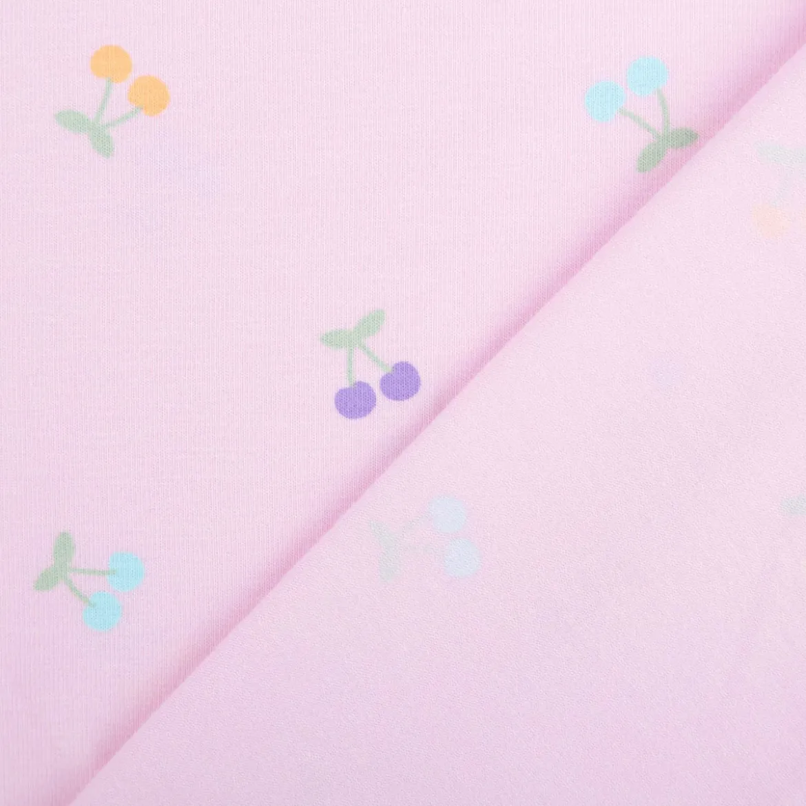 Jersey Stoff Baumwolljersey Kirschen rosa pastell 1,45m Breite