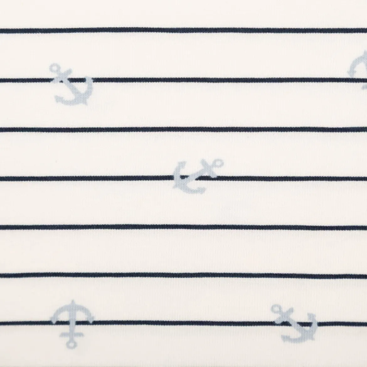Jersey Stoff Baumwolljersey Maritim Anker Streifen weiß blau 1,45m Breite