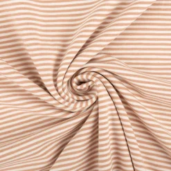 Jersey Stoff Baumwolljersey Yarn Dyed Streifen fein weiß nude 1,50m Breite