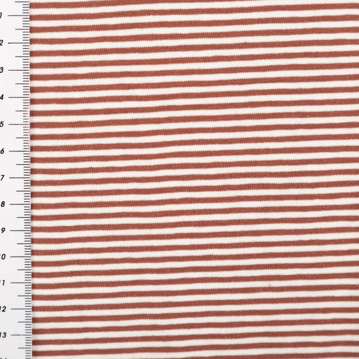 Jersey Stoff Baumwolljersey Yarn Dyed Streifen fein weiß rost 1,50m Breite