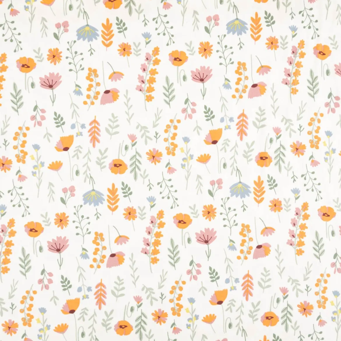 Jersey Stoff Baumwolljersey Flower Field Blumen weiß bunt 1,45m Breite