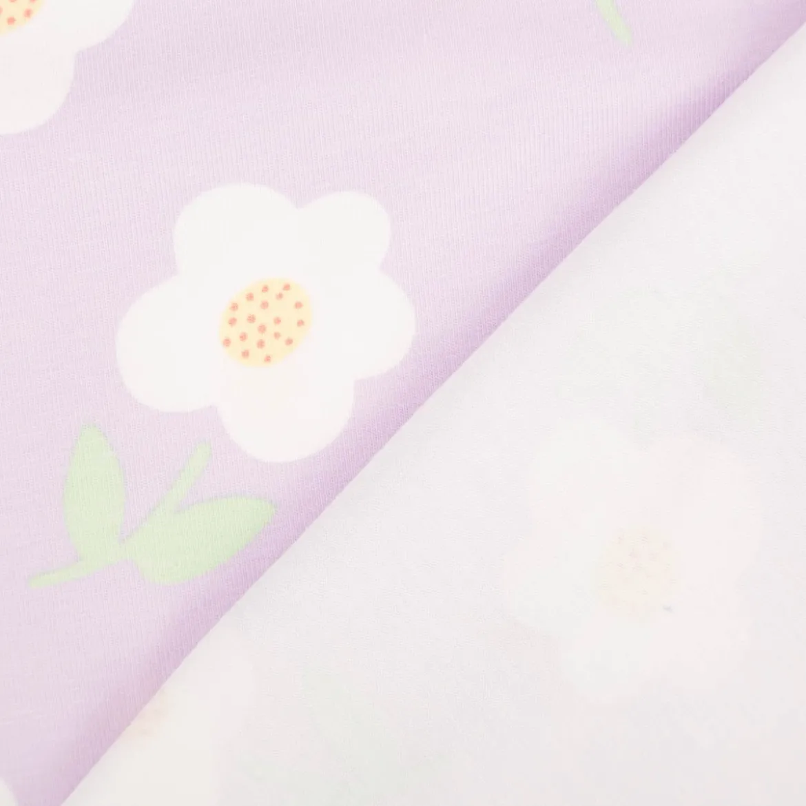Jersey Stoff Baumwolljersey Blumen helles Lila weiß grün 1,50m Breite