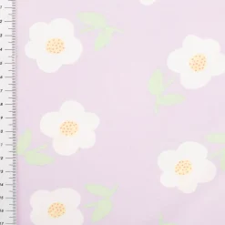Jersey Stoff Baumwolljersey Blumen helles Lila weiß grün 1,50m Breite