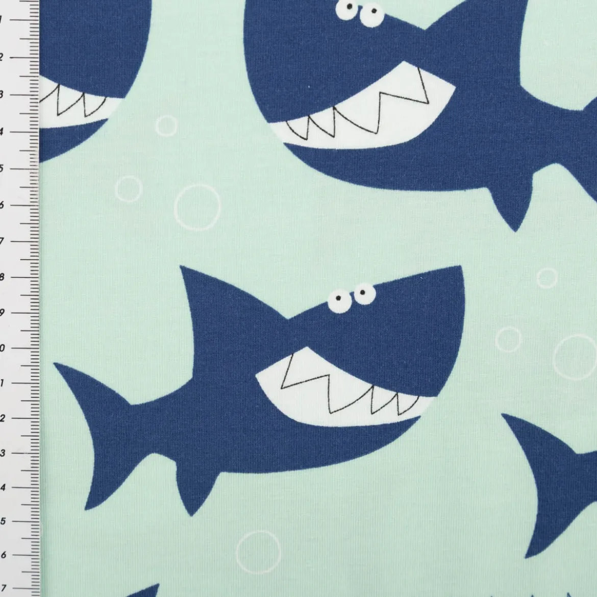 Jersey Stoff Baumwolljersey Haifische blau 1,50m Breite
