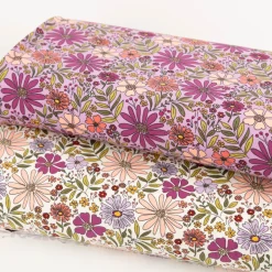 Jersey Stoff Baumwolljersey Blumen violett 1,48 m Breite