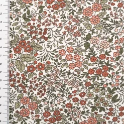 Jersey Stoff Baumwolljersey Blumen wollweiß rosa grün 1,50m Breite