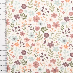 Jersey Stoff Baumwolljersey Blumen wollweiß bunt 1,50m Breite