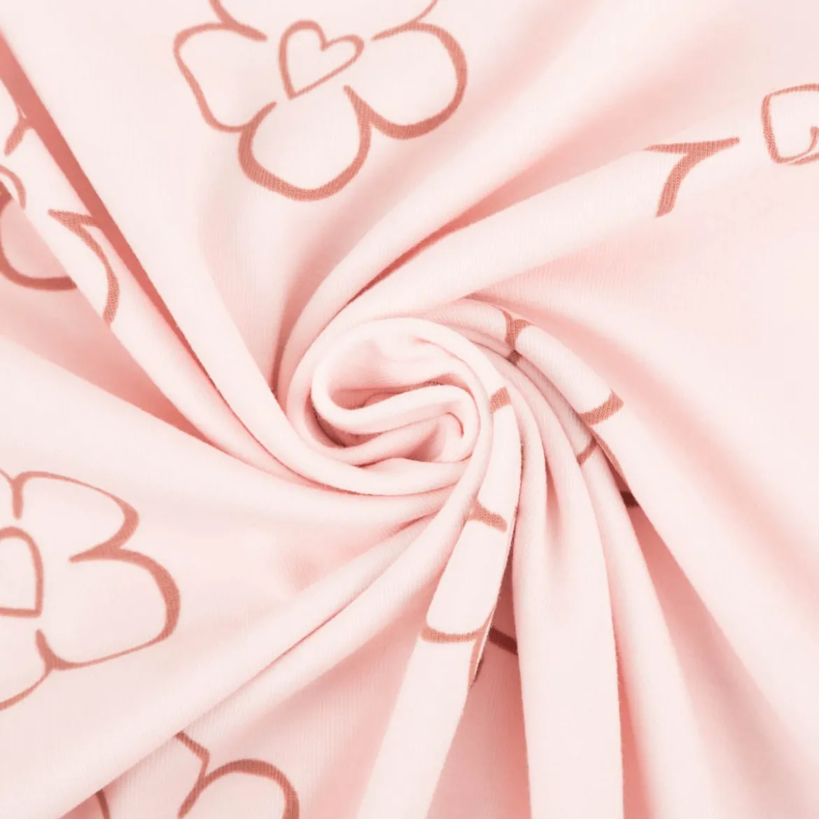 Jersey Stoff Baumwolljersey Blumen Herz rosa 1,50m Breite