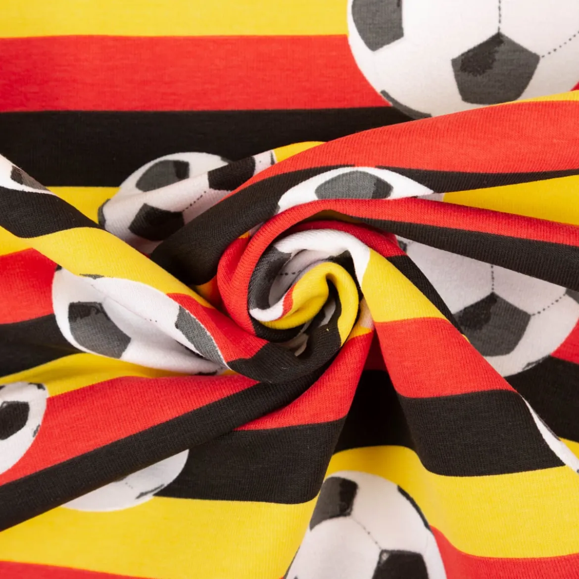 Jersey Stoff Baumwolljersey Fußball Streifen Deutschlandfarben 1,45m Breite
