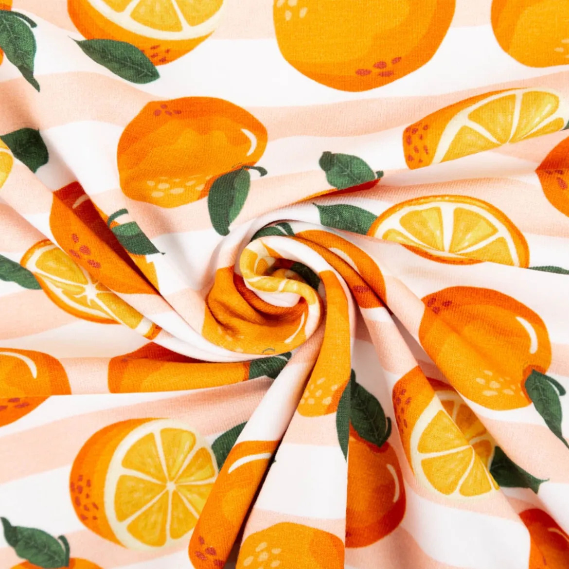Jersey Stoff Baumwolljersey Melody Orangen & Streifen orange von Swafing 1,50m Breite