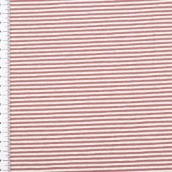 Jersey Stoff Baumwolljersey Yarn Dyed Streifen fein weiß mauve 1,50m Breite