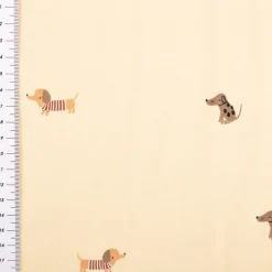 Jersey Stoff Baumwolljersey Dackel beige 1,50m Breite