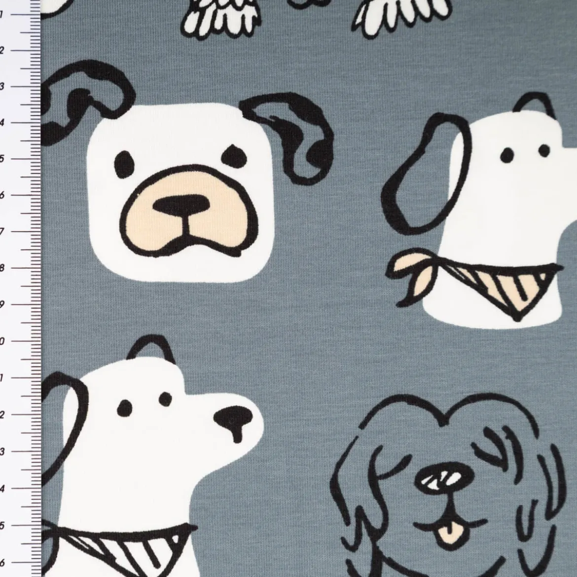 Jersey Stoff Baumwolljersey Hunde blaugrau 1,50m Breite