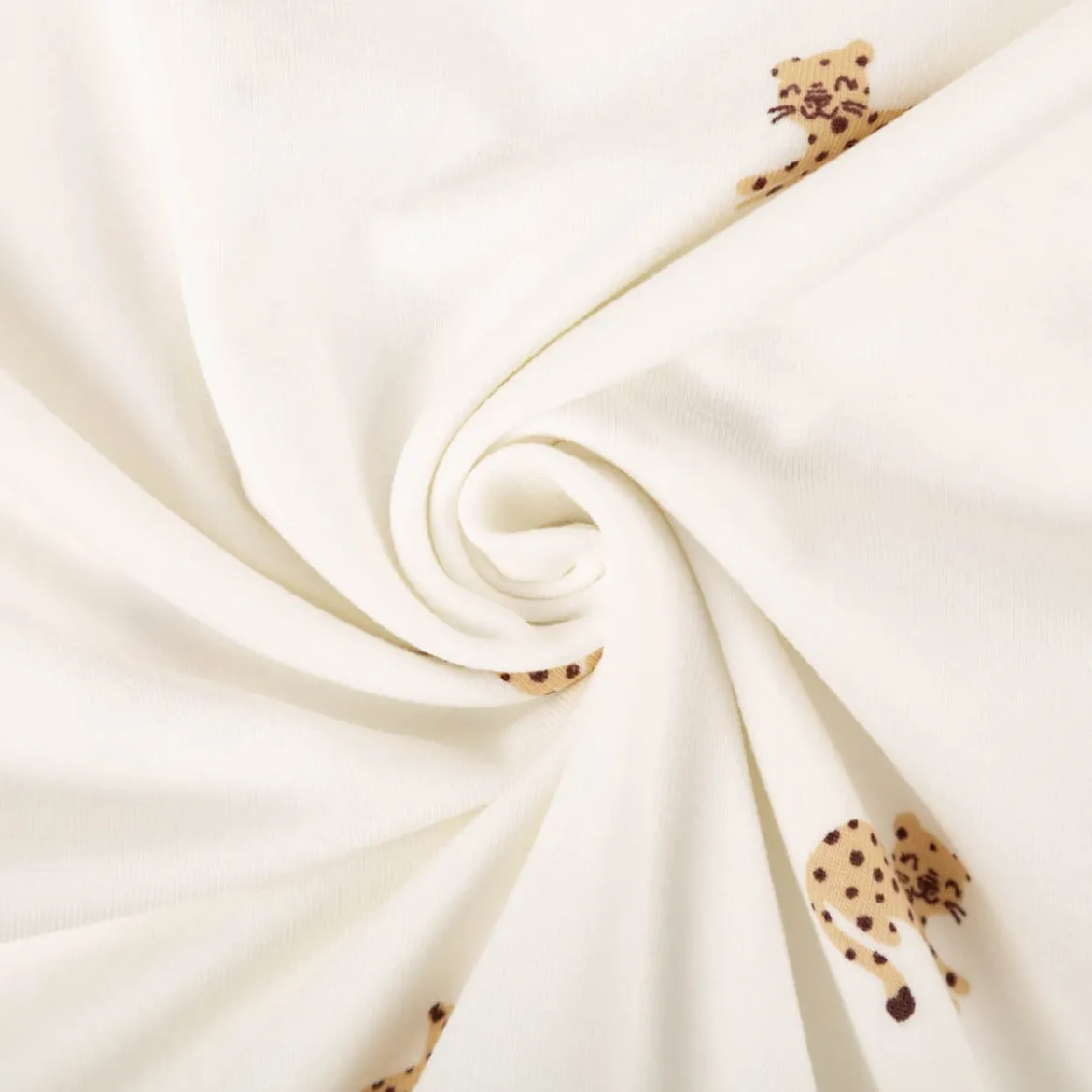 Jersey Stoff Baumwolljersey Leopard wollweiß beige 1,50m Breite