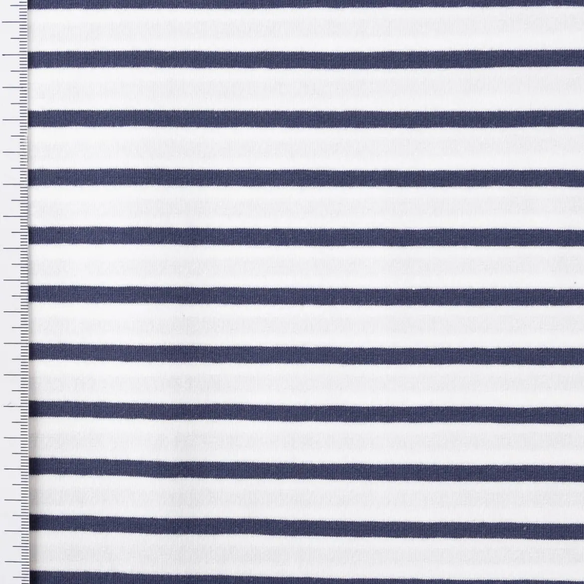 Jersey Stoff Baumwolljersey Rayure Streifen weiß marineblau 1,45m Breite