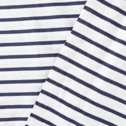Jersey Stoff Baumwolljersey Rayure Streifen weiß marineblau 1,45m Breite