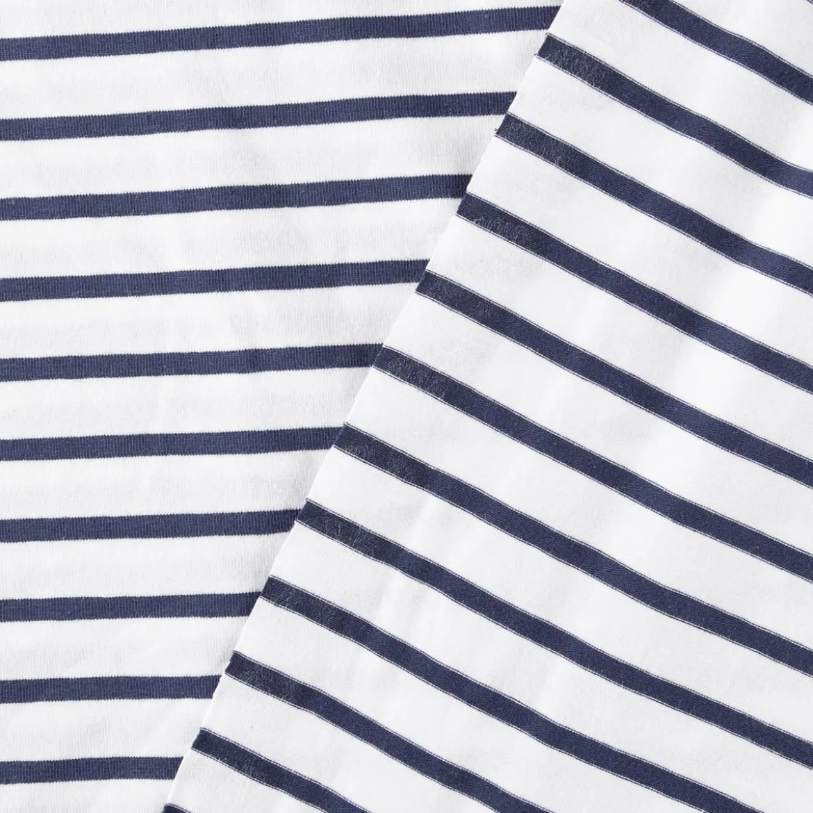 Jersey Stoff Baumwolljersey Rayure Streifen weiß marineblau 1,45m Breite