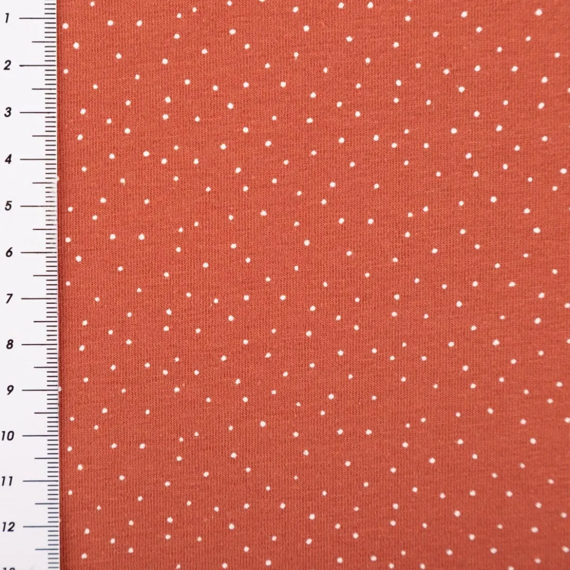 Jersey Stoff Baumwolljersey Pünktchen terracotta 1,50m Breite