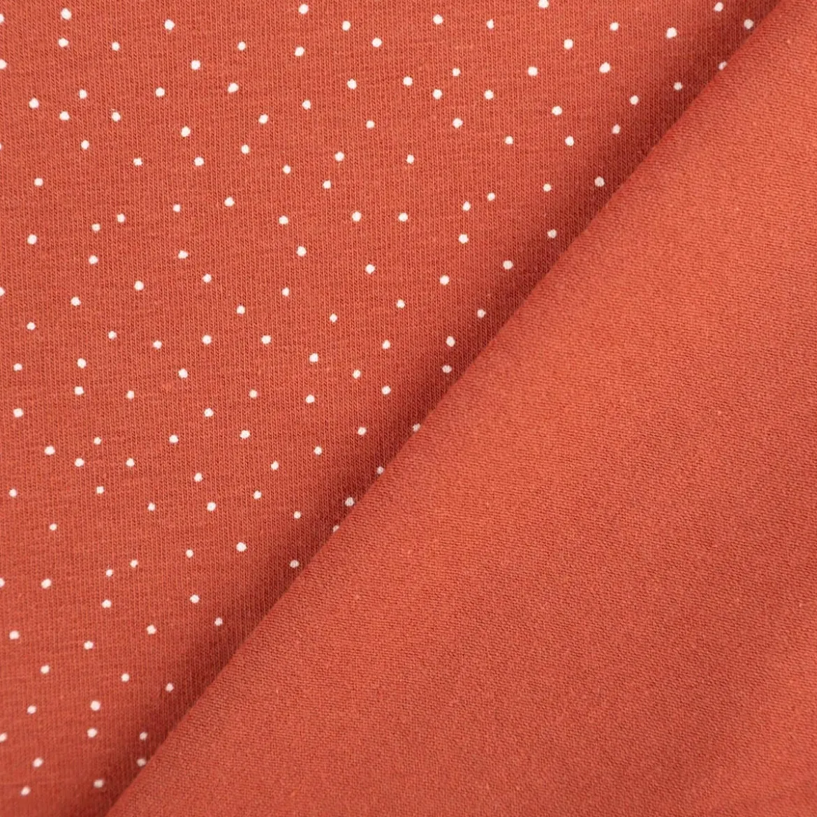 Jersey Stoff Baumwolljersey Pünktchen terracotta 1,50m Breite