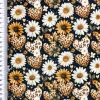 Jersey Stoff Baumwolljersey Digitaldruck Daisy Leo Herzen Blumen schwarz weiß senfgelb 1,5m Breite