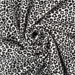 Jersey Stoff Baumwolljersey Mini Leo Leomuster wollweiß schwarz 1,5m Breite