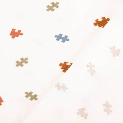 Jersey Stoff Baumwolljersey Puzzle wollweiß bunt 1,50m Breite