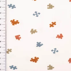 Jersey Stoff Baumwolljersey Puzzle wollweiß bunt 1,50m Breite