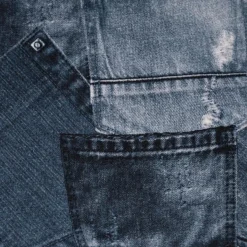 Jersey Stoff Baumwolljersey Digitaldruck Jeans Pockets dunkelblau 1,4m Breite