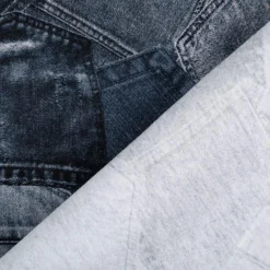 Jersey Stoff Baumwolljersey Digitaldruck Jeans Pockets dunkelblau 1,4m Breite