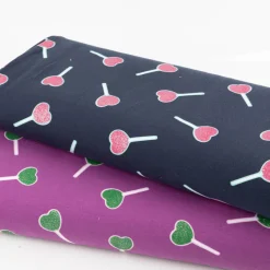 Jersey Stoff Baumwolljersey mit Glitter Lollypop dunkelblau pink 1,4m Breite