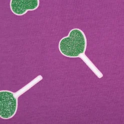Jersey Stoff Baumwolljersey mit Glitter Lollypop lila grün 1,4m Breite