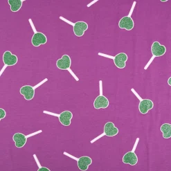 Jersey Stoff Baumwolljersey mit Glitter Lollypop lila grün 1,4m Breite