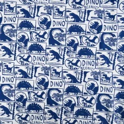 Jersey Stoff DINO SCENIC Dinosaurier weiß blau 1,5m Breite