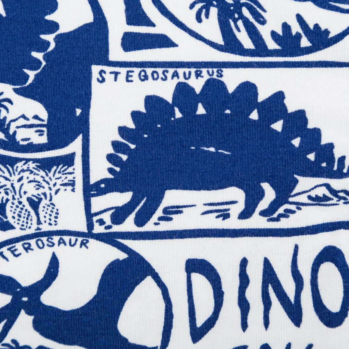 Jersey Stoff DINO SCENIC Dinosaurier weiß blau 1,5m Breite