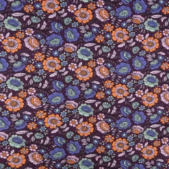 Jersey Stoff FLOWERS Blumen Blätter violett bunt 1,5m Breite
