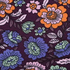 Jersey Stoff FLOWERS Blumen Blätter violett bunt 1,5m Breite