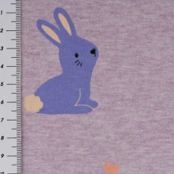 Jersey Stoff Melange Bunnies Hasen lila 1,48m Breite