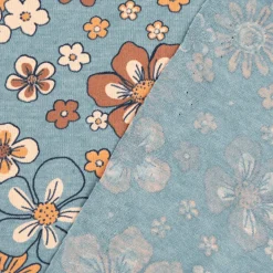 Jerseystoff Meterware Blumen Melange Flowers blau meliert 1,48m Breite
