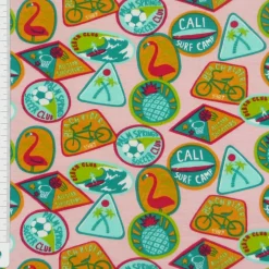Jersey Stoff Palm Springs Flamingo rosa