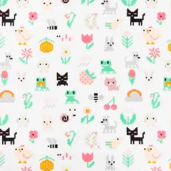 Jersey Stoff Pixel Art Tiere Stoffabschnitt von Rico Design 80x100cm weiß bunt