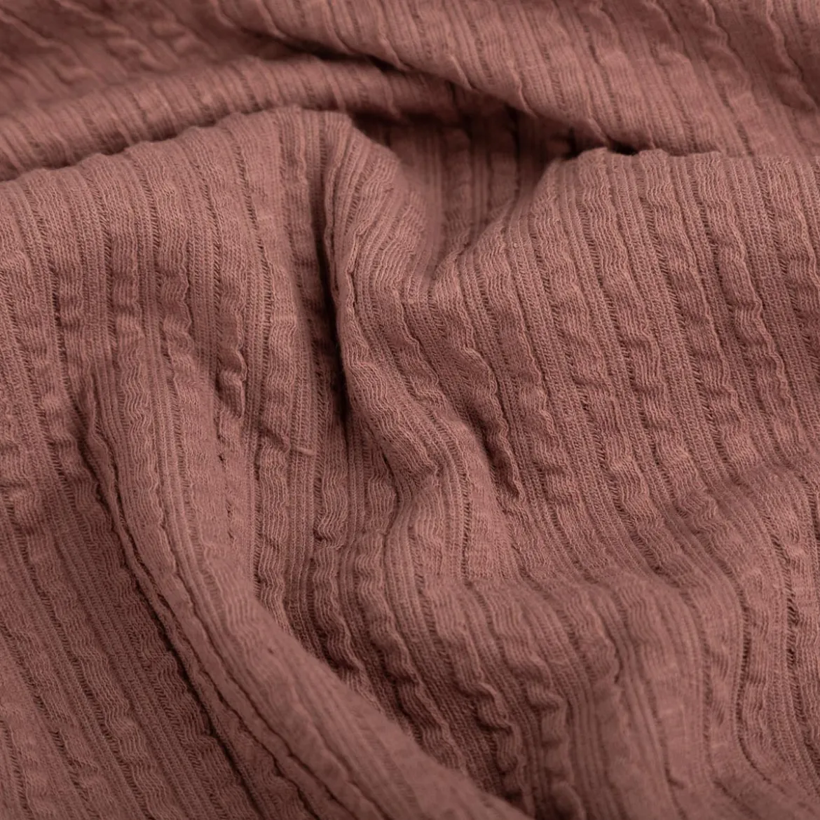 Jersey Stoff Ripp-Jacquard Baumwolle Streifen mauve 1,35m Breite