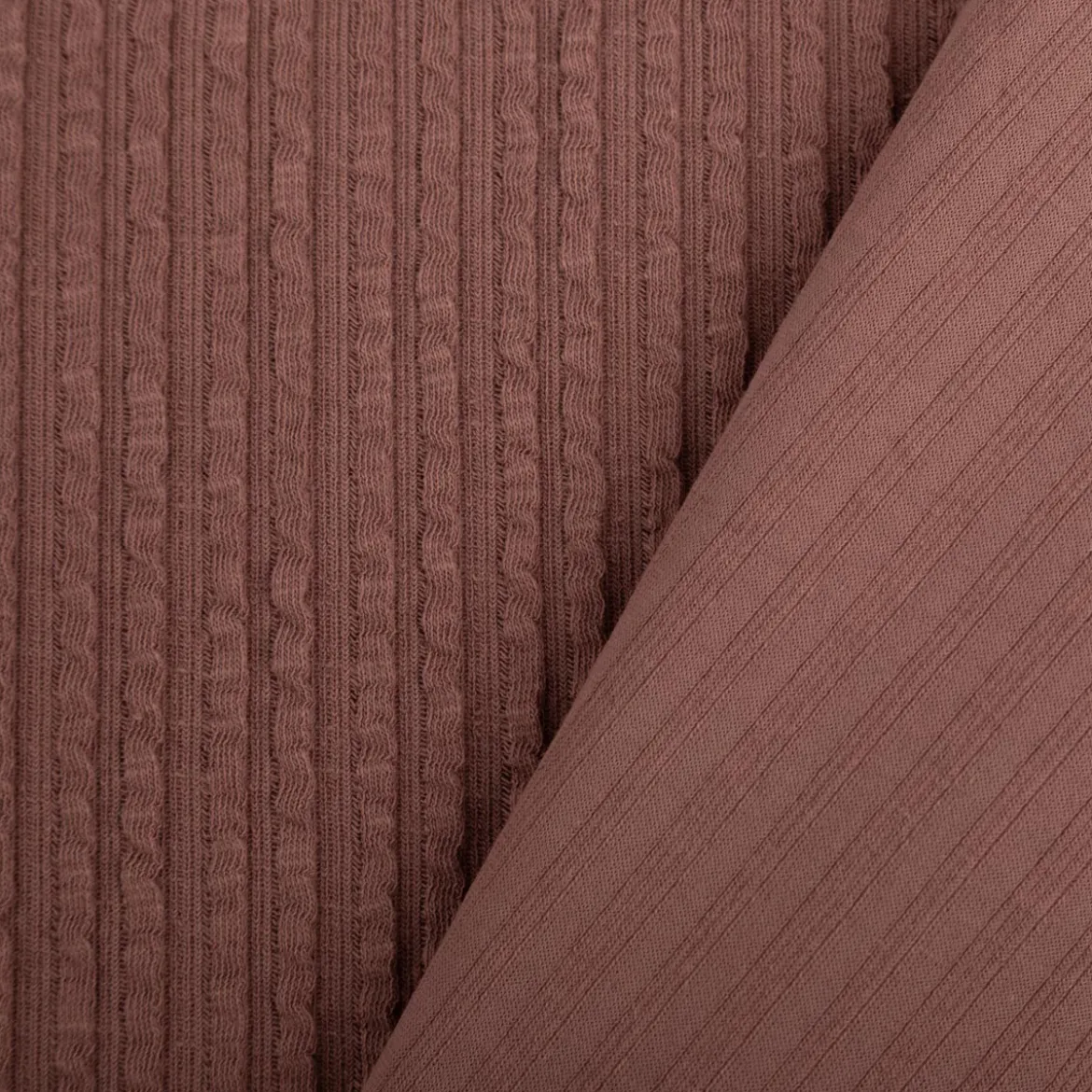 Jersey Stoff Ripp-Jacquard Baumwolle Streifen mauve 1,35m Breite